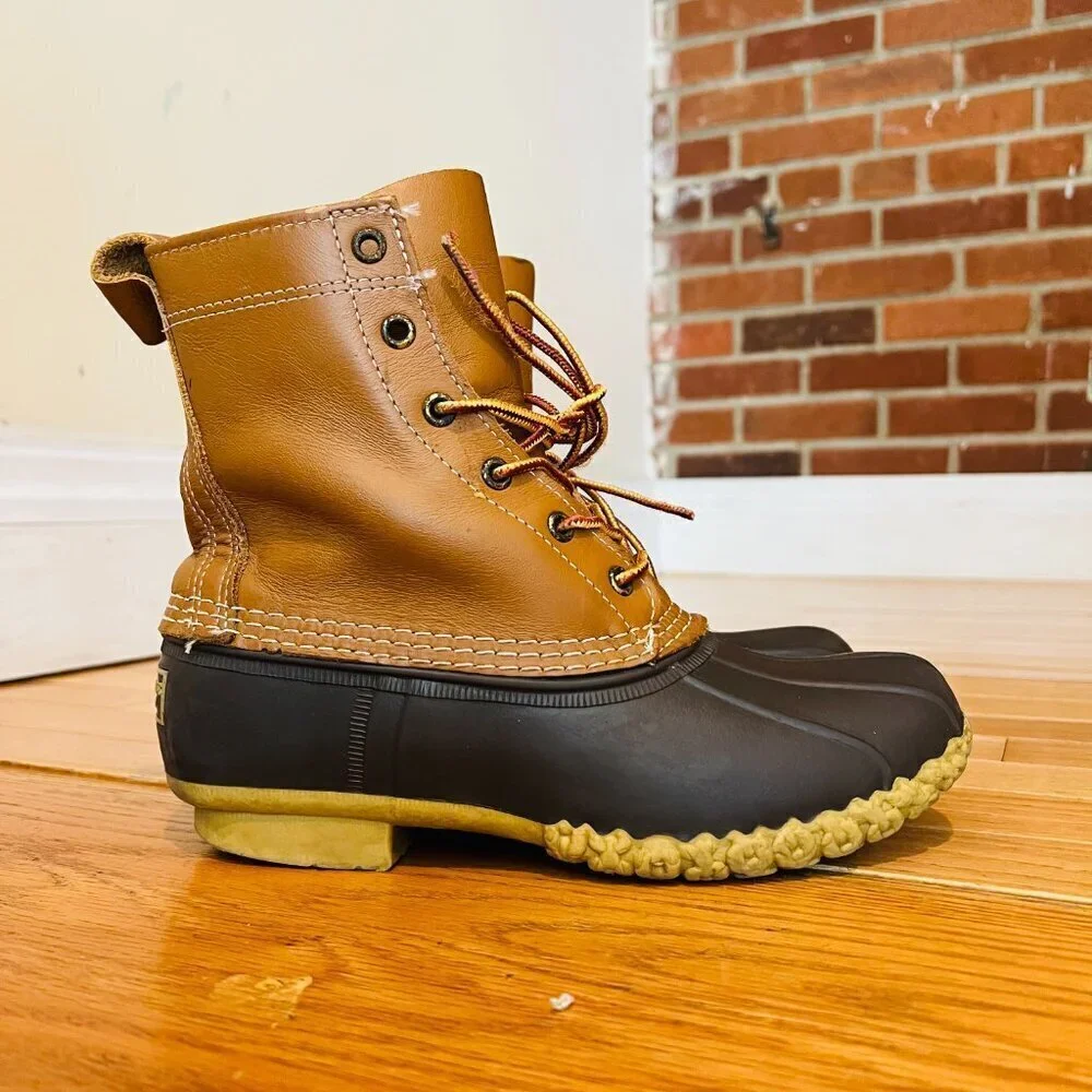 LL Bean Hunting Duck 7” Boots Women’s Size 6 M Brown 6 Eye Boots